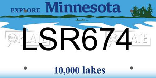 LSR674 Minnesota License Plate