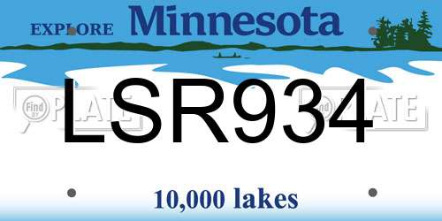 LSR934 Minnesota License Plate