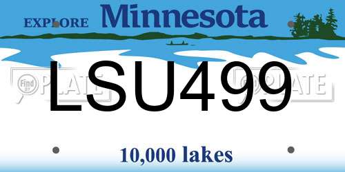 LSU499 Minnesota License Plate