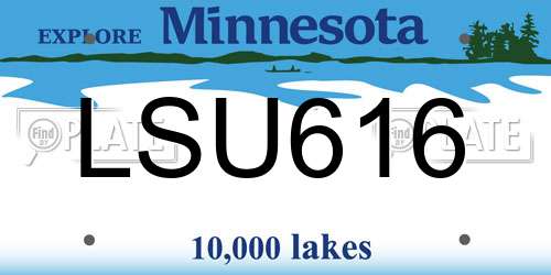 LSU616 Minnesota License Plate