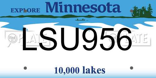 LSU956 Minnesota License Plate