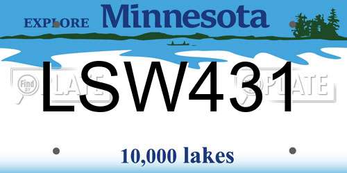 LSW431 Minnesota License Plate