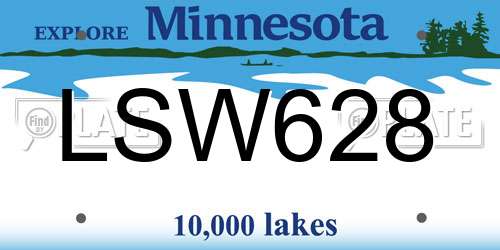 LSW628 Minnesota License Plate