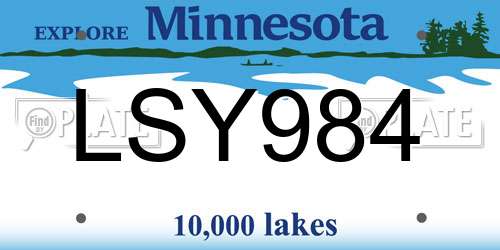 LSY984 Minnesota License Plate