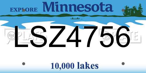 LSZ4756 Minnesota License Plate