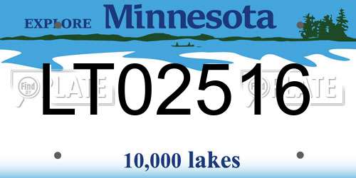 LT02516 Minnesota License Plate