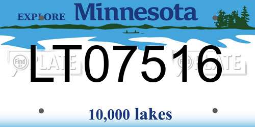 LT07516 Minnesota License Plate