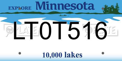 LT0T516 Minnesota License Plate