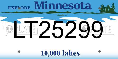 LT25299 Minnesota License Plate