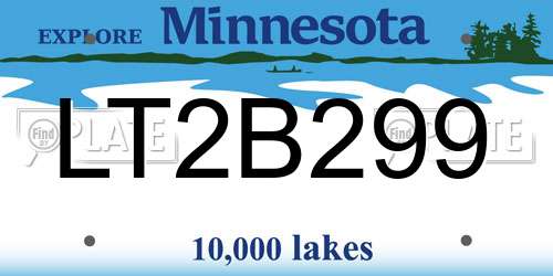 LT2B299 Minnesota License Plate