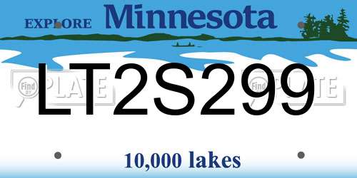 LT2S299 Minnesota License Plate