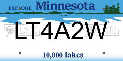LT4A2W Minnesota License Plate
