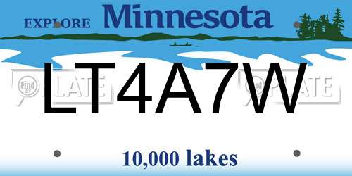 LT4A7W Minnesota License Plate