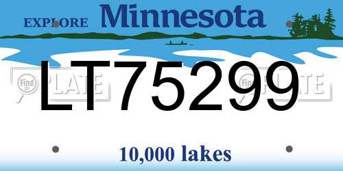 LT75299 Minnesota License Plate