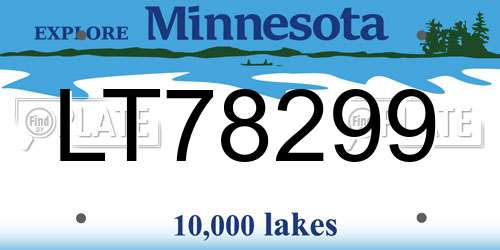 LT78299 Minnesota License Plate