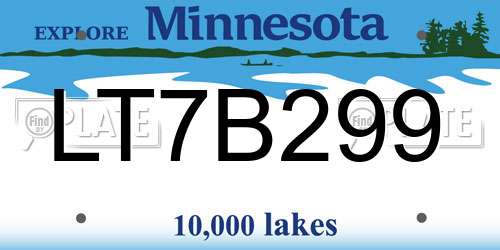 LT7B299 Minnesota License Plate