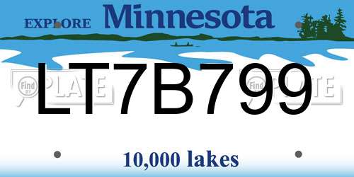 LT7B799 Minnesota License Plate