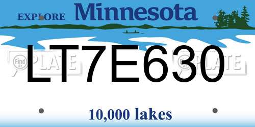 LT7E630 Minnesota License Plate