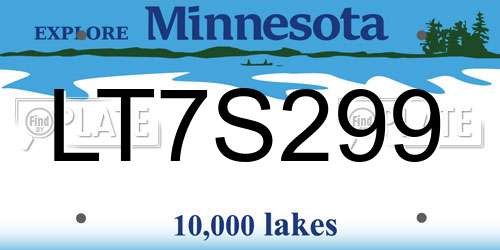 LT7S299 Minnesota License Plate