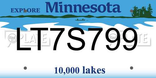 LT7S799 Minnesota License Plate