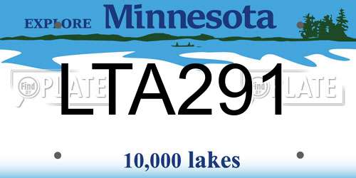 LTA291 Minnesota License Plate