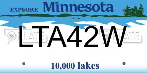 LTA42W Minnesota License Plate