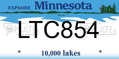 LTC854 Minnesota License Plate