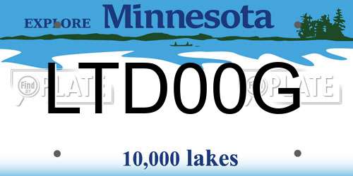 LTD00G Minnesota License Plate