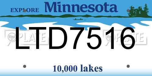 LTD7516 Minnesota License Plate