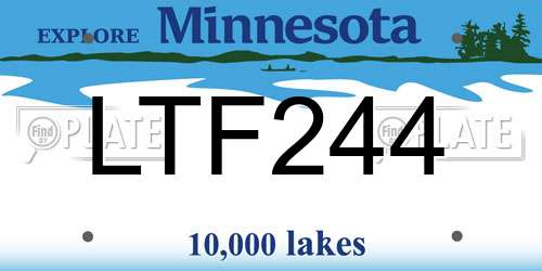 LTF244 Minnesota License Plate