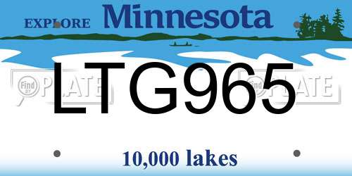 LTG965 Minnesota License Plate