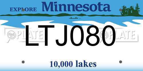 LTJ080 Minnesota License Plate