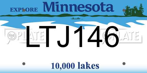 LTJ146 Minnesota License Plate