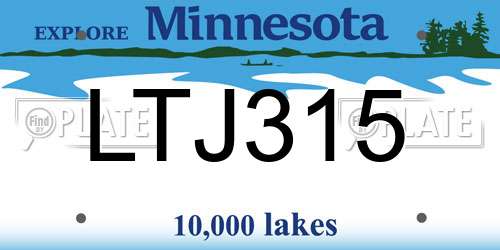 LTJ315 Minnesota License Plate