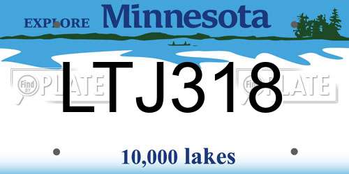 LTJ318 Minnesota License Plate
