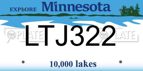 LTJ322 Minnesota License Plate