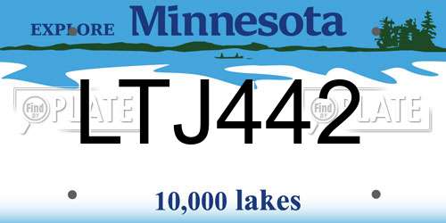 LTJ442 Minnesota License Plate