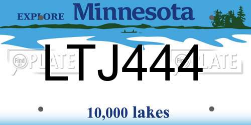 LTJ444 Minnesota License Plate