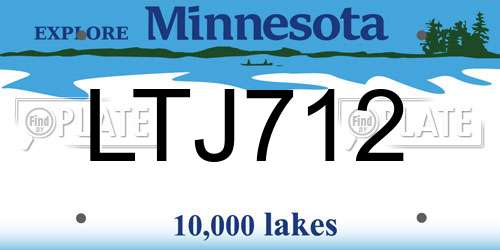LTJ712 Minnesota License Plate