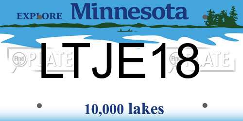 LTJE18 Minnesota License Plate
