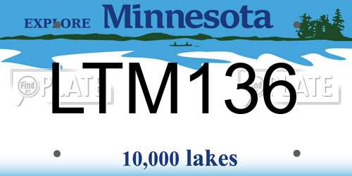LTM136 Minnesota License Plate