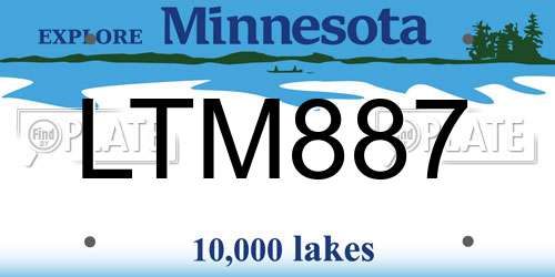 LTM887 Minnesota License Plate