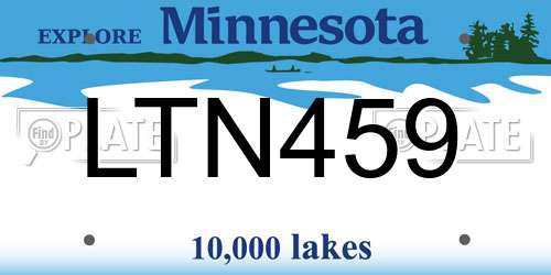 LTN459 Minnesota License Plate