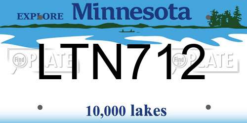 LTN712 Minnesota License Plate