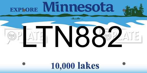 LTN882 Minnesota License Plate