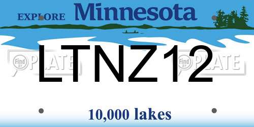 LTNZ12 Minnesota License Plate