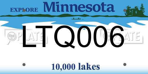 LTQ006 Minnesota License Plate