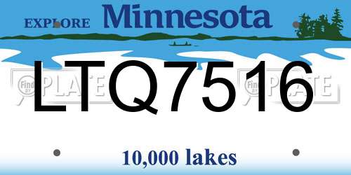 LTQ7516 Minnesota License Plate