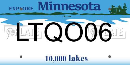 LTQO06 Minnesota License Plate