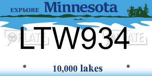 LTW934 Minnesota License Plate
